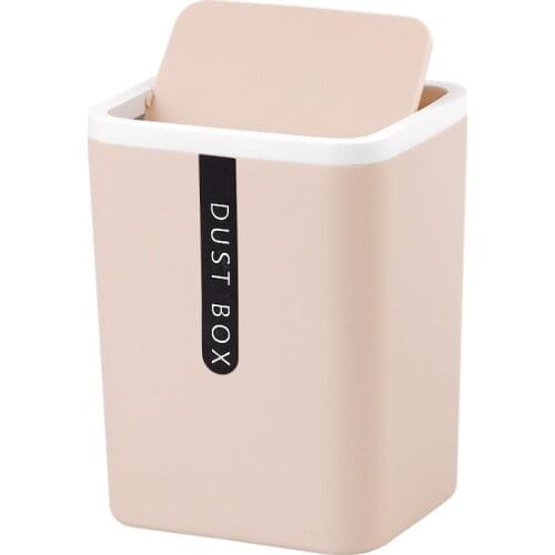 Desktop Trash Can Small Mini Garbage Can Plastic Dustbin with Shake Cover for Home Office SCIE999
