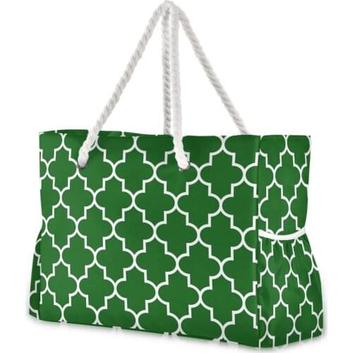 2021 New Beach Tote Bag Fashion Women Nylon Summer Large Capacity Grid Print Shoulder Bag Tote Handbag Shopping Shoulder Bags