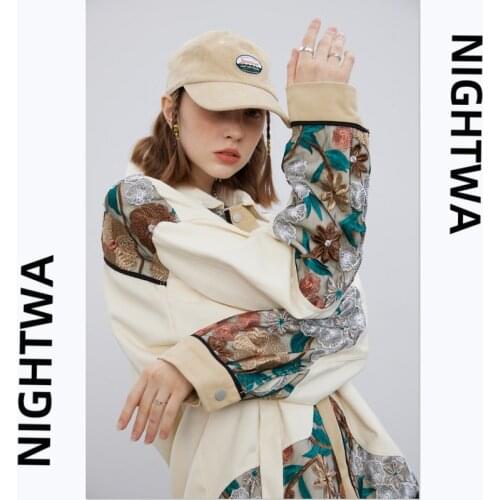 NIGHTWA New Autumn&Winter Coat Embroidery Baseball Jacket Couple Bomber Unisex Boyfriend Style Hiphop Street Long Sleeve Coat