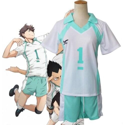 New Haikyuu!! Aoba Johsai High School Volleyball Club Jerseys Oikawa Tooru Sportswear Anime Cosplay Costume Shirts+Pants Outfit