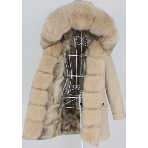 OFTBUY 2021 Real Fur Coat Hood Long Waterproof Parka Winter Jacket Women Natural Raccoon Fox Fur Outerwear Streetwear Detachable