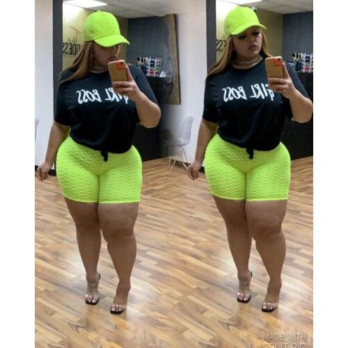 Wholesale Item Plus Size Tracksuit Lounge Wear Women Two Piece Outfits Short Sleeve Pullover Top T-Shirt Biker Shorts Homewear