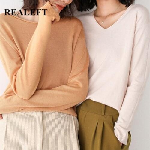 REALEFT Autumn Winter Knitting O-Neck Womens Sweater Solid Casual Bottoming Long Sleeve Minimalist Pullover Jumper 2021 New