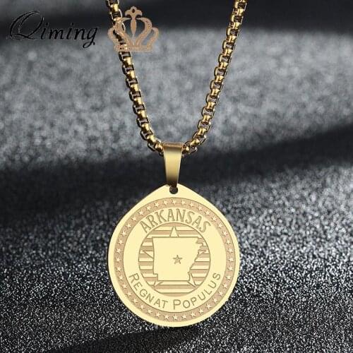 Stainless Steel Arkansas Personal Pendant Necklace For American States Collection Fashion Jewelry Necklaces USA Gift