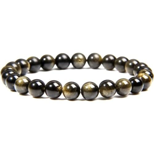 Hot Luxury Natural Stone Beaded Mens Obsidian Bracelet Black Mens Bracelet Womens Yoga Hand Jewelry Accessories Gift Pulsera