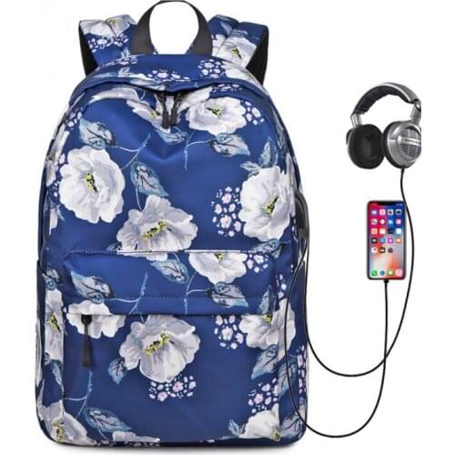 Kids floral backpack school bags for girls usb charge book bag childrens school backpack flowers schoolbag girl gift
