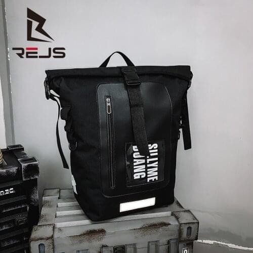 REJS LANGT Uniesx Backpack Men Large Capacity Travel Backpack Bag Hip Hop Male Cool College Mochila for School Bags Waterproof