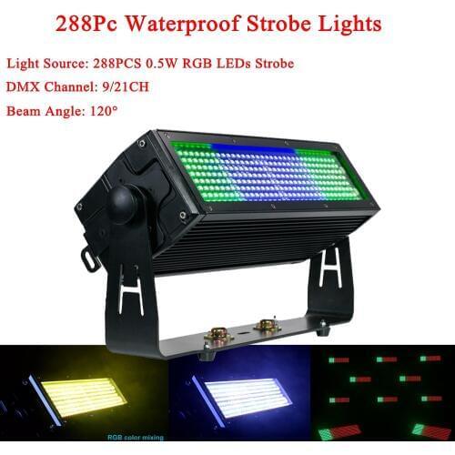 Stage Effect Lighting 288Pcs RGB LED Waterproof Strobe Light DMX 9/21CH Channels 5050 RGB 3IN1 LEDs Disco DJ Party Lights
