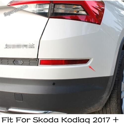 Lapetus Rear Fog Lights Foglight Lamp Frame Cover Trim Accessories Exterior Fit For Skoda Kodiaq 2017 - 2020 Stainless Steel