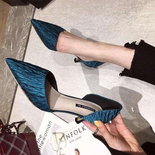 2021 fashion womens new summer fashion French girls high heels thin heel pointed hollow simple shallow mouth single shoes