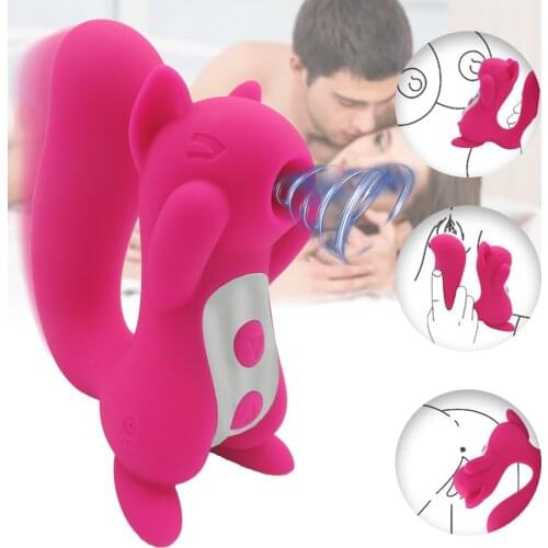 Squirrel Shape Licking Clitoris Stimulator Vibrators Tongue Sucker Nipple Vagina Vibrator For Women Masturbator Sucking Sex Toys
