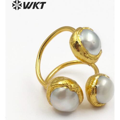 WT-R315 Vintage Design Natural Purpel Quartz Pink Quartz Labradorite And Pearls Mix Rings Three Stone At Face Women Rings