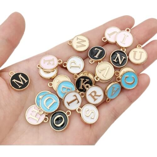 1pcs Two-Sided Alloy Metal English Letters Pendant DIY Crafts Supplies Bracelets Earring Necklace Jewelry Accessories Materials