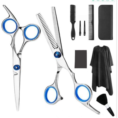 10Set/Lot 10Pcs/Set Household Stainless Steel Hairdressing Scissors Set Flat Teeth Scissors Thin Scissors Styling Tools HA2127