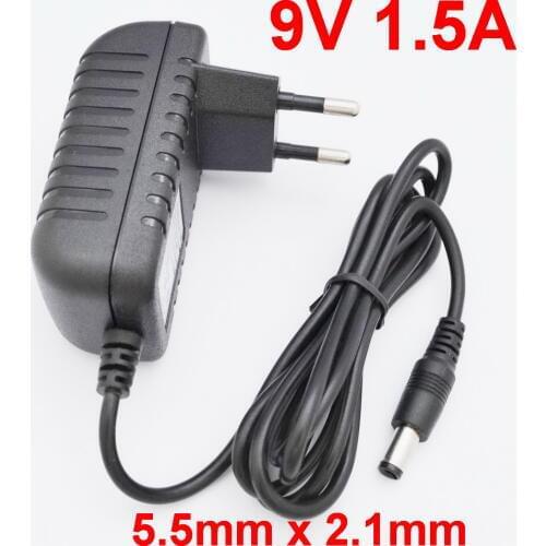 100PCS High quality DC 9V 1.5A IC program AC 100V-240V Converter Switching power adapter 1500mA Supply EU Plug DC 5.5mm x 2.1mm