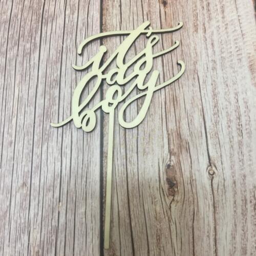 20pcs wholesale its a boy wood customised baby boy cake topper