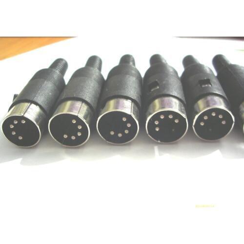 200 pcs 5 Pin DIN Plug Connector with black Plastic Handle Male New