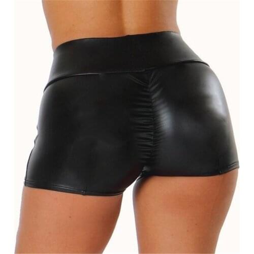 2021 Sexy Womens Scrunch Butt High Waist Faux PU Leather Tights Shorts Hip-lifting Hot Pants Clothing For Dance Party Clubwear