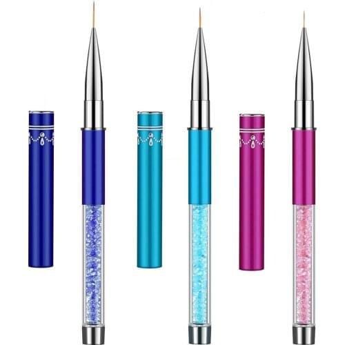 3pcs Nail Art Acrylic UV Gel Extension Builder Rhinestone Painting Brush 7/9/11mm Lines Liner Pattern Drawing Pen Manicure Tool