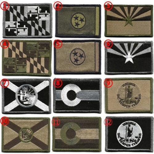 3D Embroidery United States State Flag Embroidered Patches Tactical Badges Fabric Armband Stickers Military