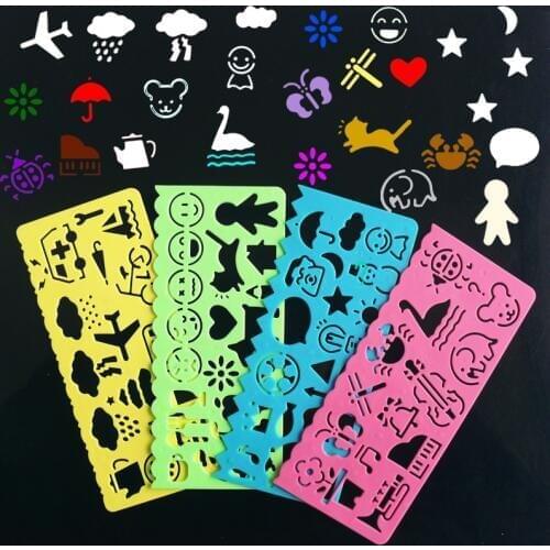 4pcs/lot stationery candy color ruler drawing template Expressive drawing ruler Spirograph free shipping