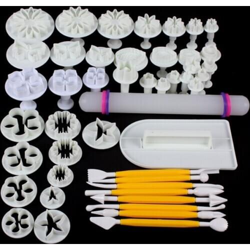 46pcs/Set Delicious Fondant Cake Decorating Modelling Tools Set DIY Sugarcraft Cake Decorating Fondant Cutters Tools Set