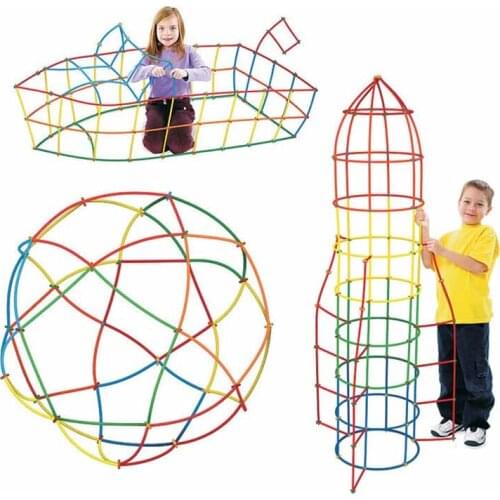 4D Luminous DIY Plastic Straw Building Blocks Toy Set Creative Assembly Constructor Engineer Educational Toys Kids Gift HC0294