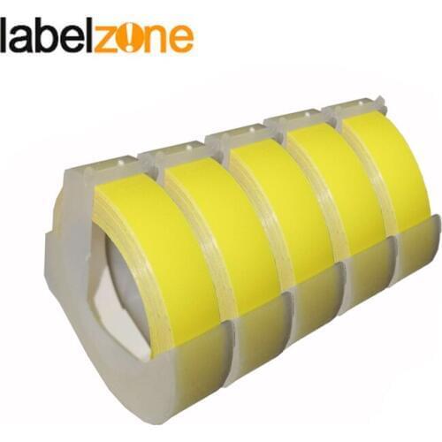 5pcs 9mm Light yellow 3D Embossing PVC Label Tape Compatible Dymo 1610 12965 Manual Label printer for Motex E101 Label Maker