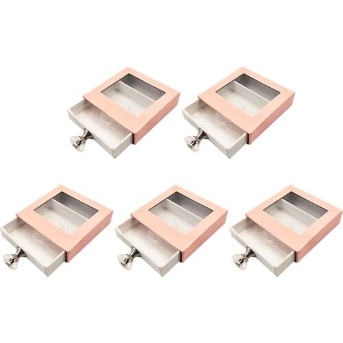 5pcs Makeup Storage Empty False Eyelashes Box Portable Packaging Case Square Glitter Paper Gift Protective Display With Handle
