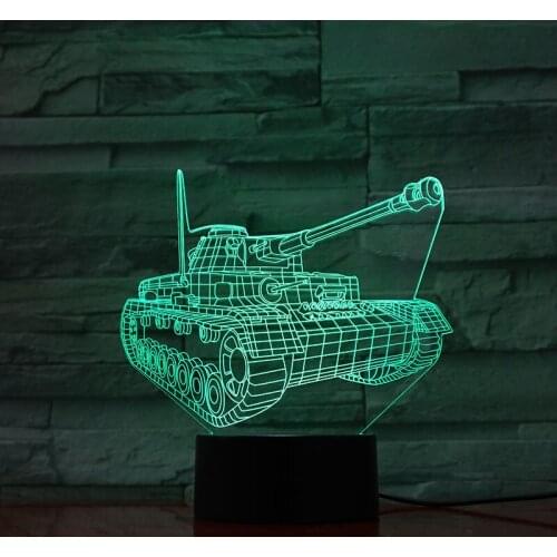 Acrylic LED Night Light Tank Model 3D Nightlight Bedroom Desk Lamp Gaming Room Decor Boys Kids Gift Smart Phone Control