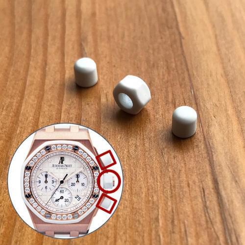 White rubber crown and button cover for AP Audemars Piguet Royal Oak Offshore 37mm chronograph watch parts tools