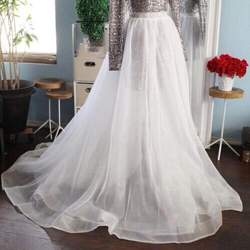 White tulle Long Wrap Skirts Removable skirt Bridal Floor Length Skirt Women Zipper custom size