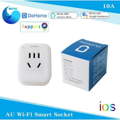 Dohome AU Wireless Smart Plug Support Siri/IOS WiFi Socket 10A Power Socket Remote Control with Google Home/Alexa Voice Control