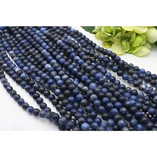 6-10mm Natural Smooth sodalite Round stone beads For DIY Bracelet Necklace Jewelry Making Strand 15"