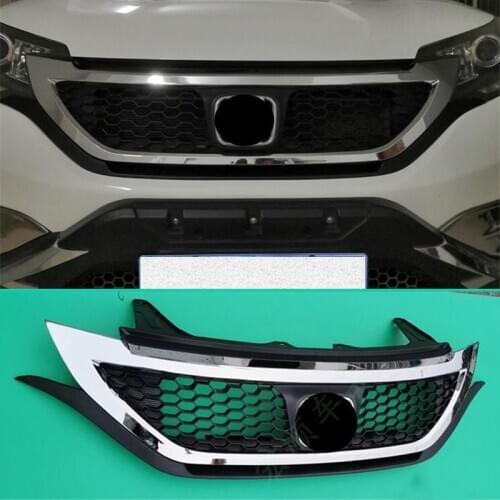 CEYUSOT FOR Honda CRV Grille Trim Accessories 2012-2015 ABS Front Bumper Separator Honeycomb Black Silver Grille CRV Car Styling