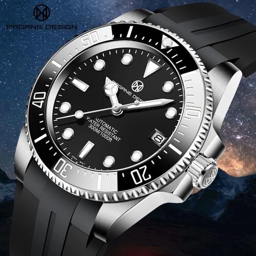 PAGRNE DESIGN New Sport Automatic Watches 300m Waterproof Diving Professional Watch for Men Sapphire Glass Mechanical Wriswatch