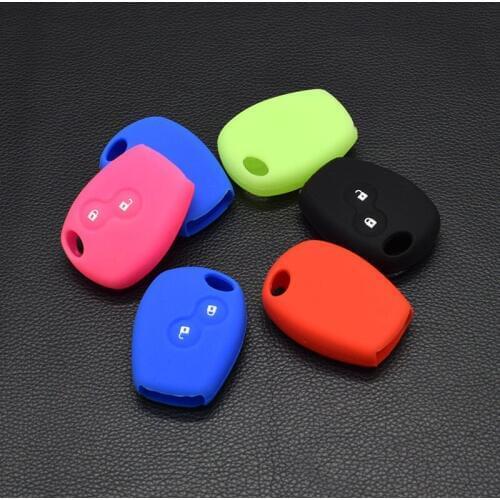 10 units Silicone Car Key Cover Case For Nissan For LADA For Russia Renault 2 button Clio Scenic Megane Duster protect Shell