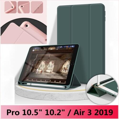 With Pencil Holder Case For iPad Pro 10.5 Air 3 10.2~2019 PU Leather Smart Cover Auto Wake-A2123 A2152 A2154 A2197 A2198 A2200