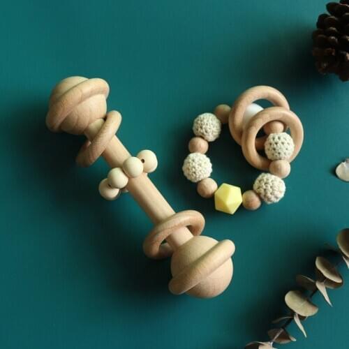 Baby Pacifier Clip Chain Teething Bracelet Crochet Lion Soother Infants Rattle F3ME