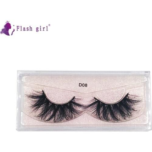 Flash Girl Wholesale Mink Eyelashes D08 Natural Long Fluffy Full Strip Lashes Thick Soft Fake Eyelash Extension For Makeup