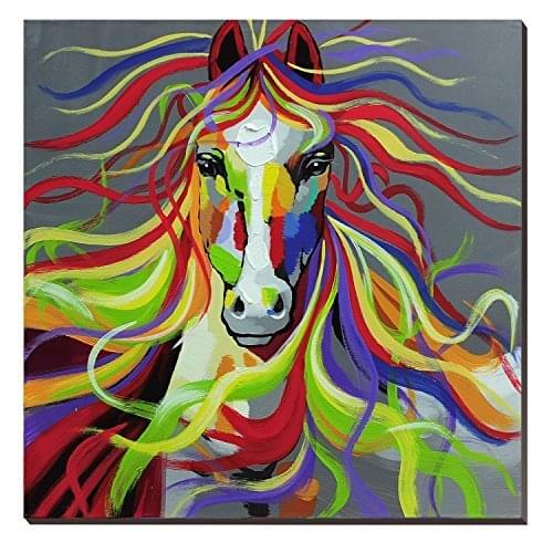 Colorful Horse Oil Painting Funny Animal Face Picture Rainbow Wild Animal Canvas Wall Art Wall to Print Drop shipping