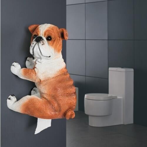 [HHT] Animal Bulldog Tissue Holder Nordic Personality Toilet Paper Towel Bathroom Roll Paper Bracket Creative Home Accessories
