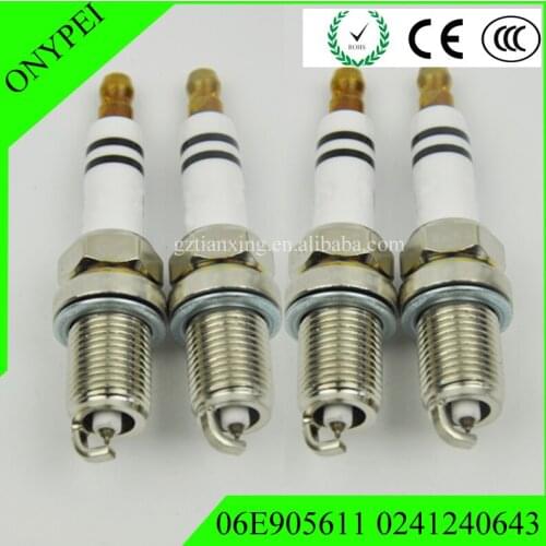 4PCS 06E905611 Iridium Spark Plug Fit For A4 A5 3.2L S4 A6 2.8L Quattro S6 A7 A8 Q5 3.2 0241240643 06E 905 611