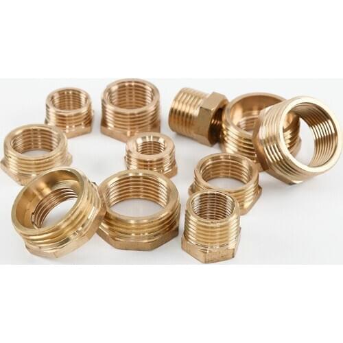 Brass Hex Bushing Reducer Pipe Fitting 1/8 1/4 3/8 1/2 3/4 F to M Threaded Reducing Copper Water Gas Adapter Coupler Connector