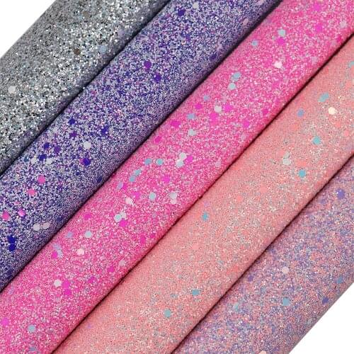 A4 Sheet 30x21cm Pink Chunky Glitter Fabric With Twilled Backing 2021 New Arrival For Bows Earring Decoration Craft F0720