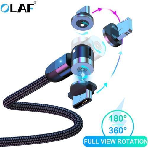 Olaf 3A Magnetic Micro USB Cable 540 Rotate Fast USB Type C Magnet Charger For iphone Samsung Phone Charging Data Cord 1M 2M