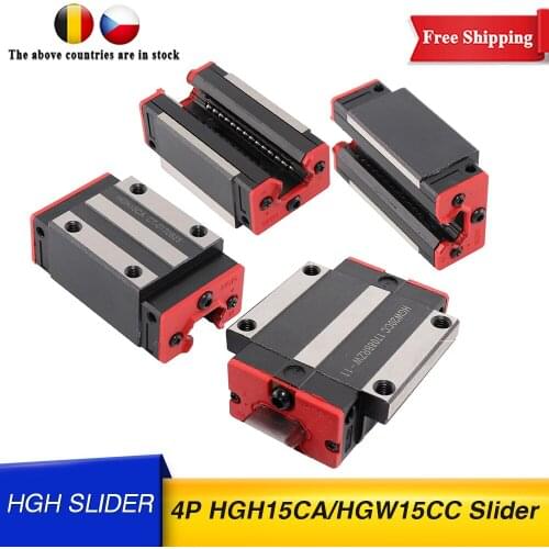 Free Shipping Linear guide rail module 4pcs HGH15CA HGW15CC Linear Guide Rail Block HGH15 for CNC worm wheel edging machine