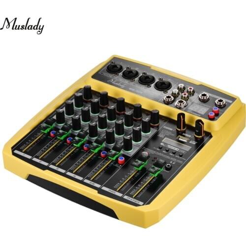 Muslady B6-MX 6-Channel Sound Card Mixing Console Audio Mixer Built-in 16 DSP 48V Phantom power Support BT Connection MP3 Player