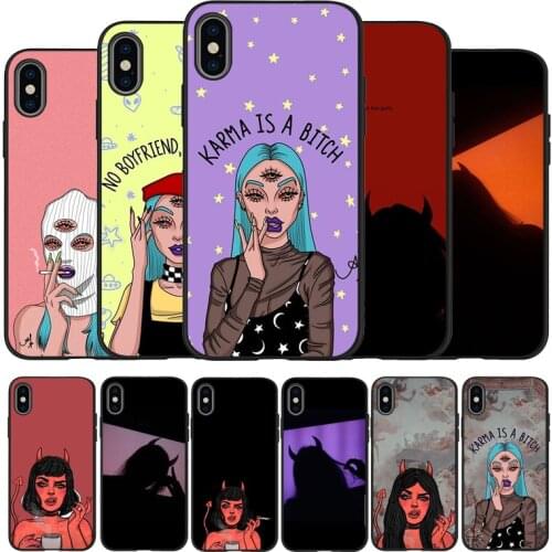 Lovely Devil Woman Sexy Girl Black TPU Silicone Soft Phone Case For iPhone 11 12 Pro X XR XS MAX 5 6 7 8 Plus SE 2020