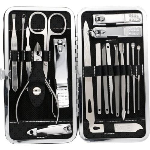 19 in 1 Nail Clipper Set Manicure Cutters Household Stainless Steel Ear Spoon Nail Clippers Set Pedicure Nail Scissors Tool Nail